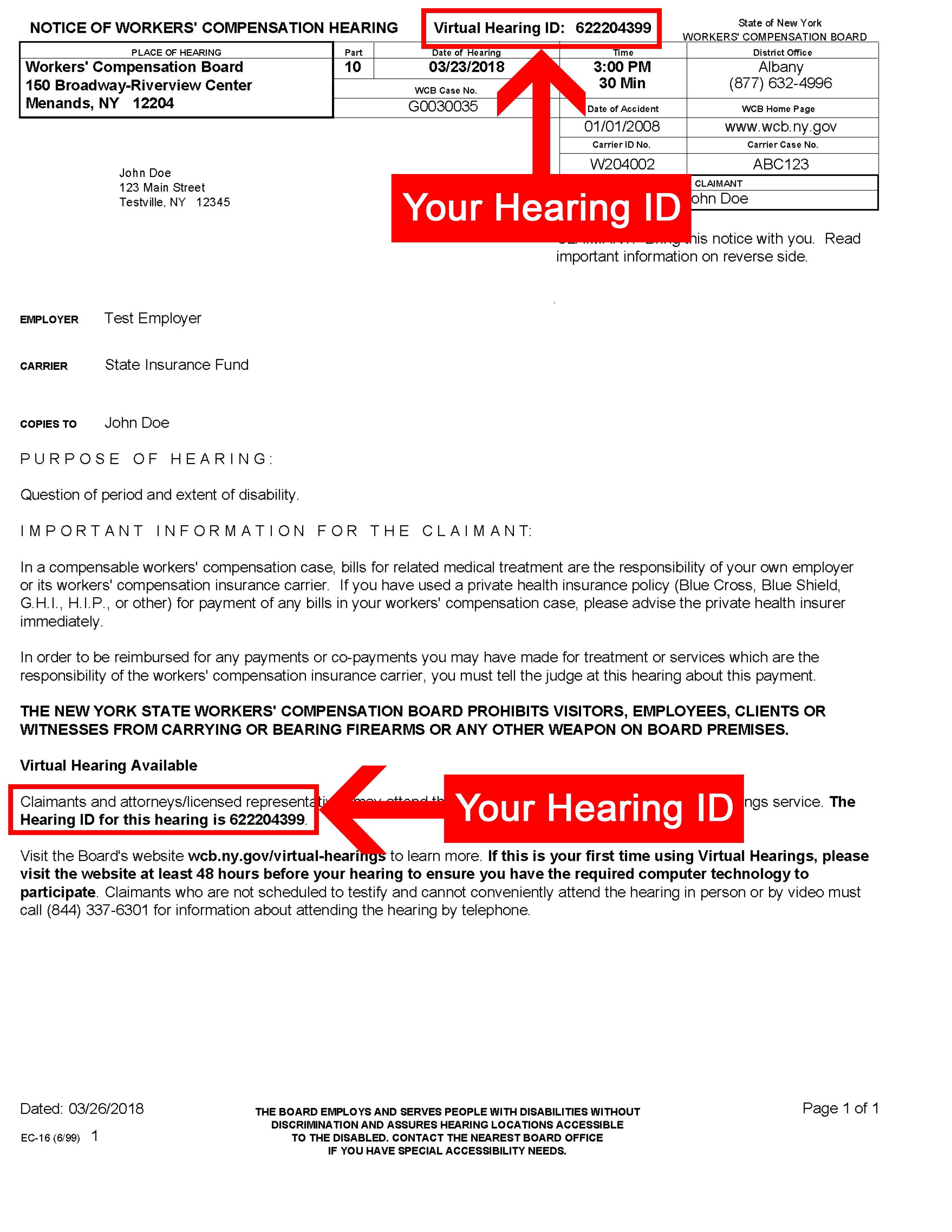 Sample Hearing Notice